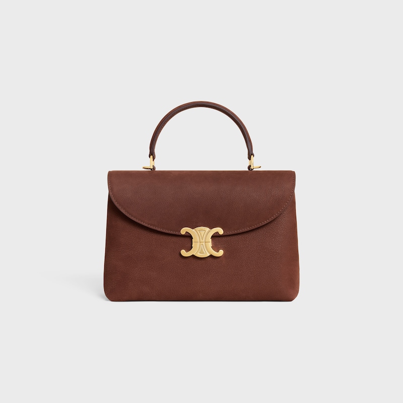 MEDIUM NINO BAG IN GRAINED NUBUCK CALFSKIN - CHESTNUT - TOP-HANDLE BAGS - 1 | CELINE