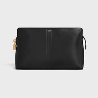 Lock Toiletry Pouch in Shiny Calfskin - BLACK - CELINE MAISON - 1 | CELINE