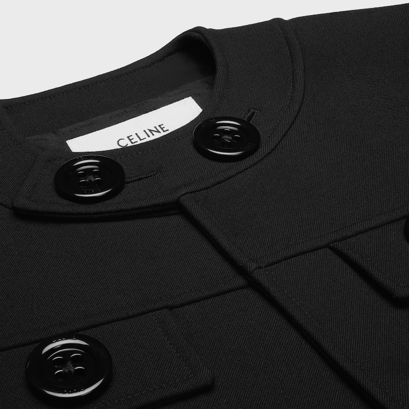 brompton jacket in gauffered double wool - BLACK -  - 1 | CELINE