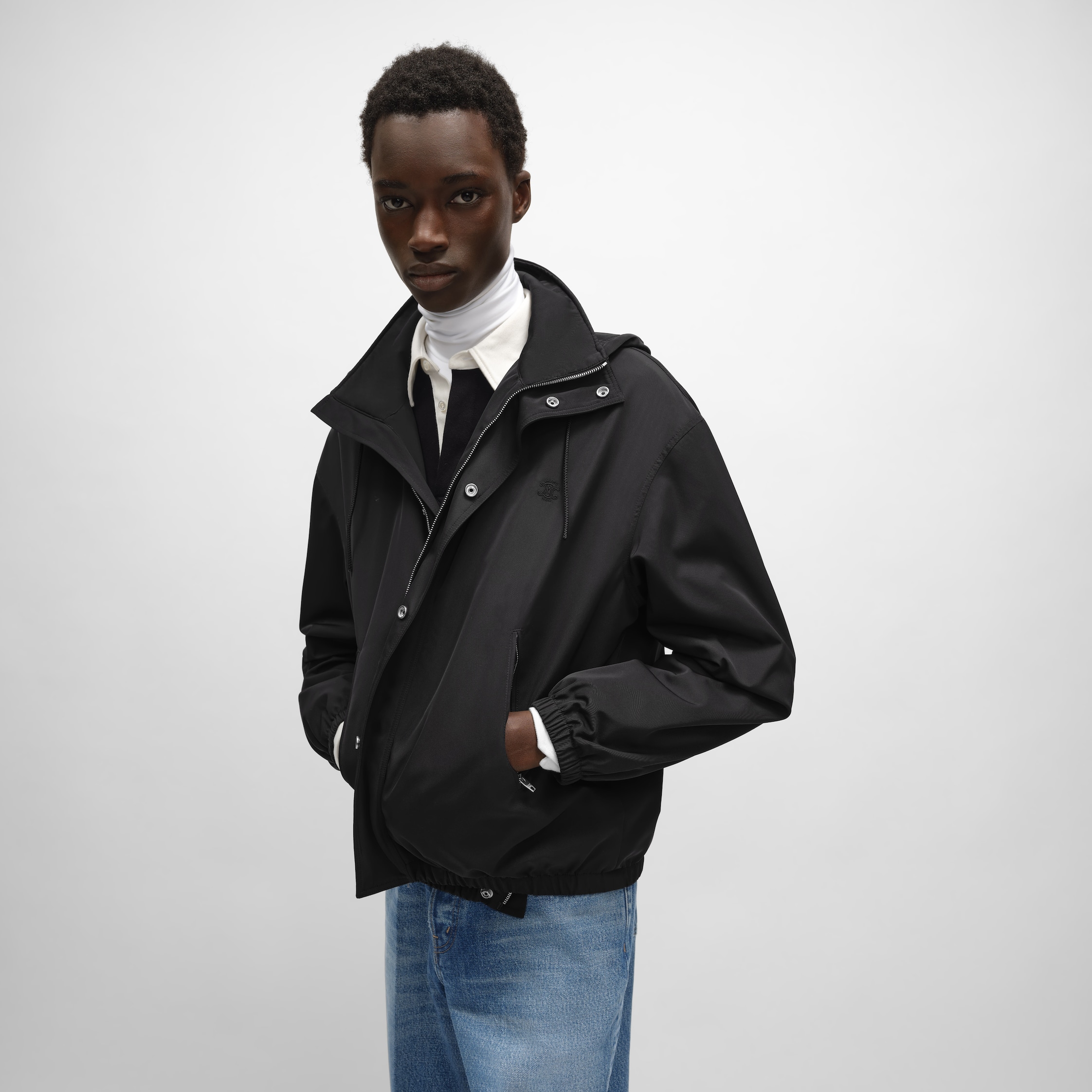 WINDBREAKER IN nylon twill - BLACK | CELINE