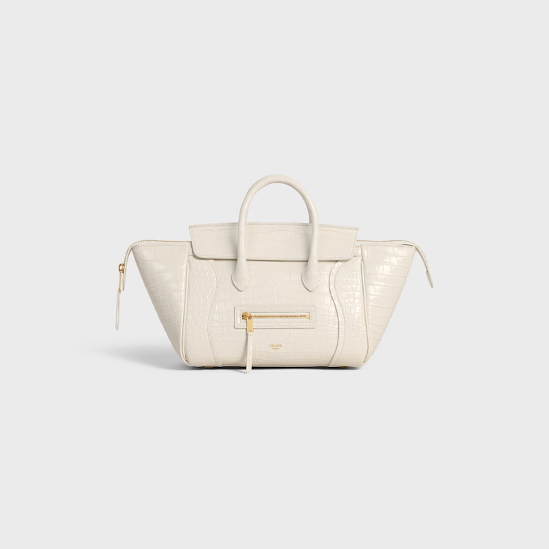 LITTLE LUGGAGE IN POROSUS CROCODILE - WHITE COTTON - LUGGAGE - 1 | CELINE