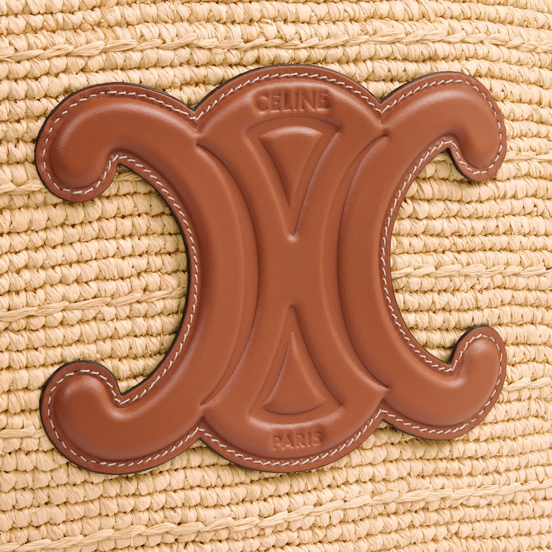 MEDIUM SUPPLE CELINE CLASSIC PANIER IN Raffia and calfskin - TAN - SUMMER SELECTION - 1 | CELINE