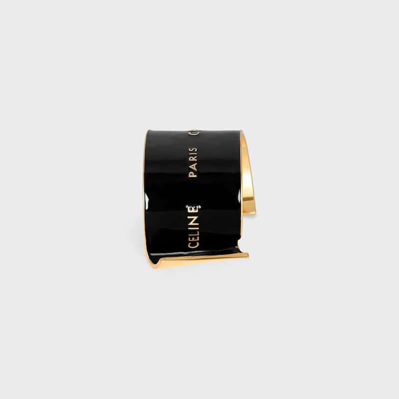 Pulseira Celine Ribbon Grande em Esmalte e Latão com acabamento dourado - PRETO / DOURADO -  - 1 | CELINE