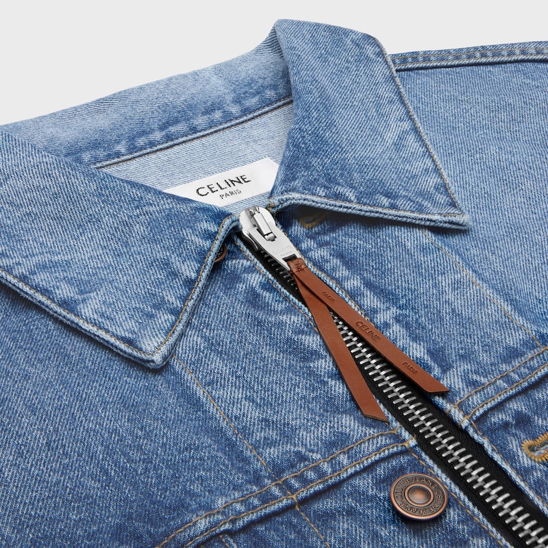 trucker jacket IN cotton denim - CLEAR WATERFALL -  - 1 | CELINE