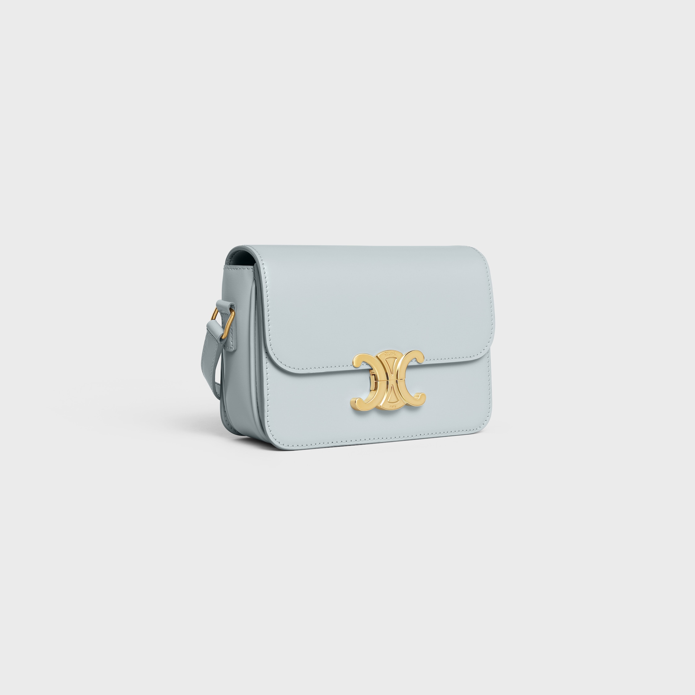 Teen Triomphe Bag in shiny calfskin - SOFT BLUE | CELINE