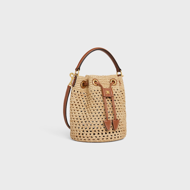 TEEN CLARA BAG IN RAFFIA AND CALFSKIN - NATURAL / TAN - MORE LINES - 1 | CELINE
