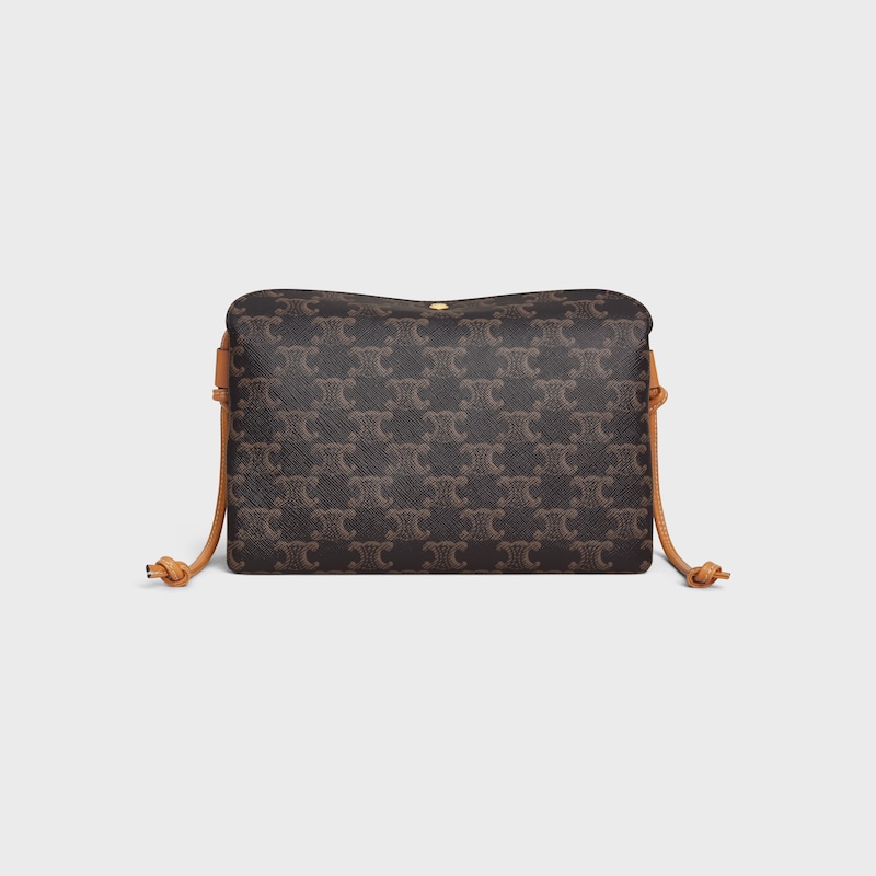 TRIO FLAP IN TRIOMPHE CANVAS AND LAMBSKIN - HONEY - SHOULDER BAGS - 1 | CELINE