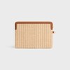 SMALL POUCH WITH STRAP CUIR TRIOMPHE IN RAFFIA EFFECT TEXTILE AND CALFSKIN - NATURAL / TAN - POUCHES AND TECH ACCESSORIES - 4 | CELINE