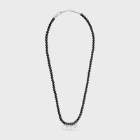 Celine Monochroms縞瑪瑙及銠銀色飾面黃銅圓珠項鍊 - 黑色 / 銀色 -  - 1 | CELINE