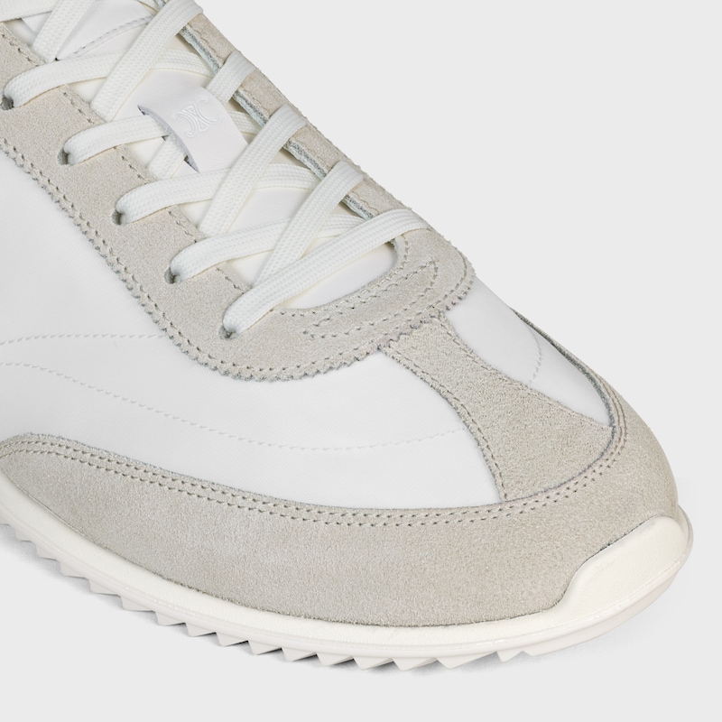 CELINE RACER SNEAKER BASSE AVEC TRIOMPHE EN NYLON, CUIR DE VEAU VELOURS ET CUIR DE VEAU - BLANC -  - 1 | CELINE