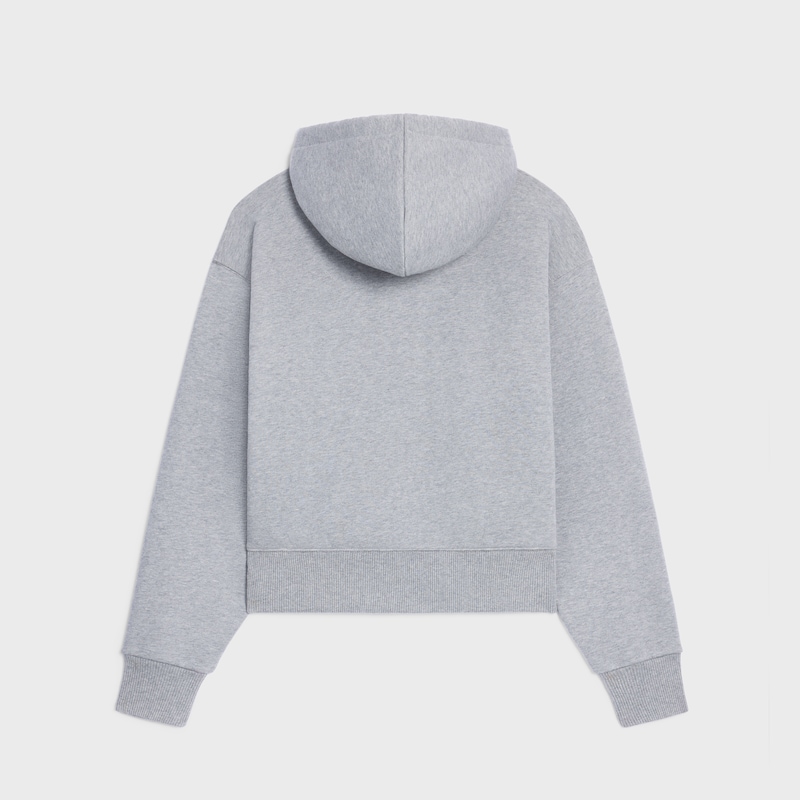 loose hoodie IN cotton fleece - GREY MELANGE/NAVY -  - 1 | CELINE