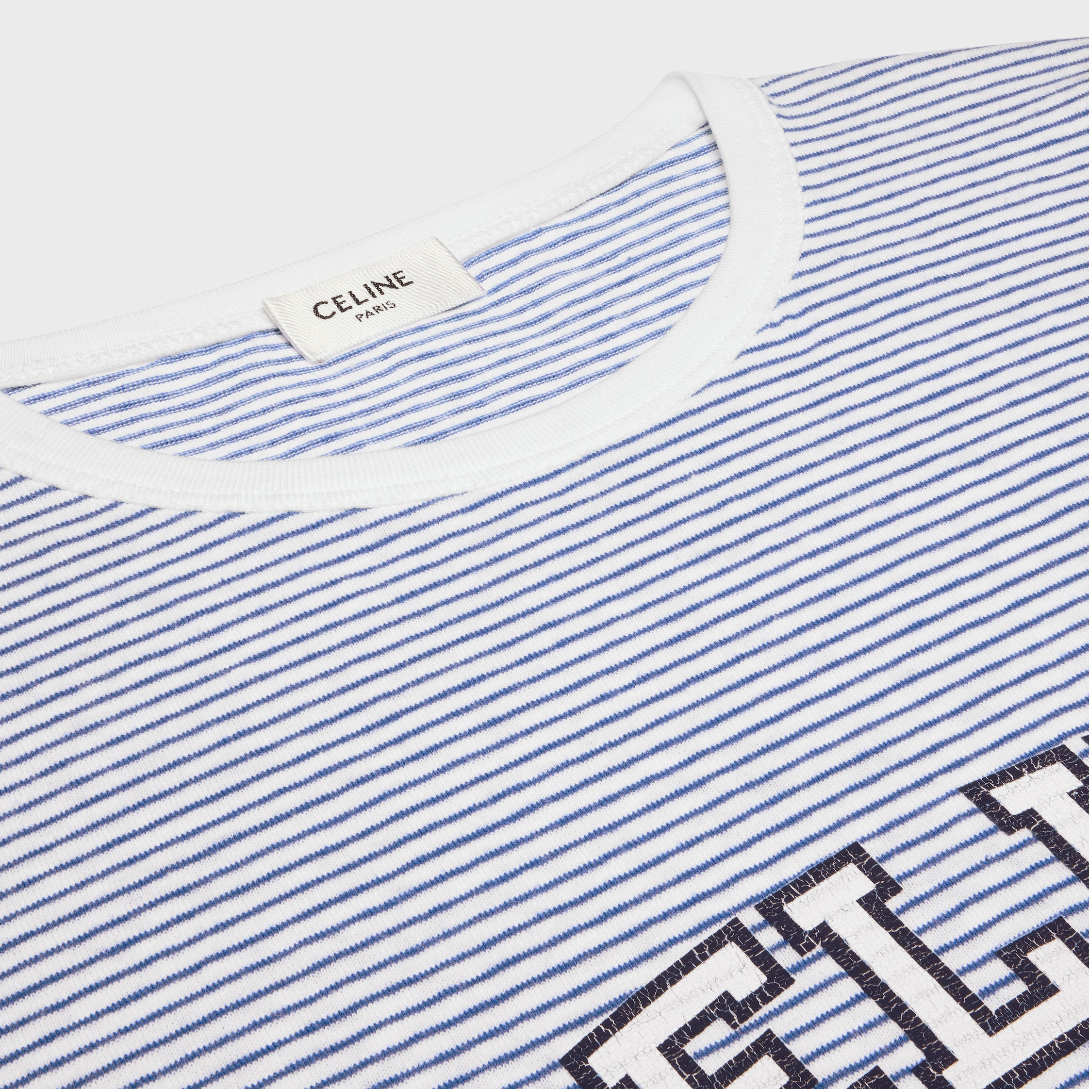 celine 70's t-shirt in striped jersey - OFF WHITE/NAVY/BLUE