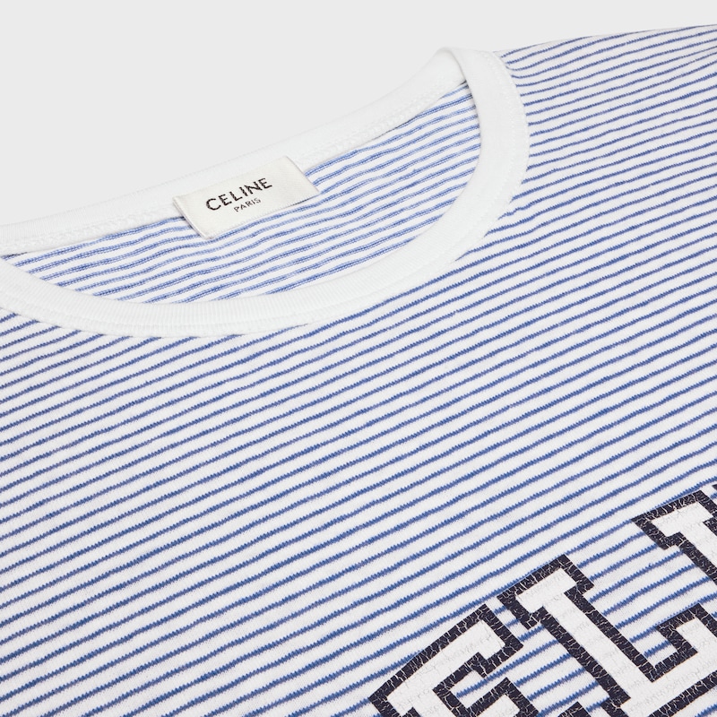 Celine T-Shirt aus gestreiftem Jersey im 70er-Stil - WOLLWEISS/MARINEBLAU/BLAU -  - 1 | CELINE