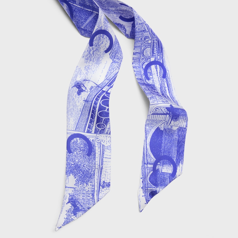 lavalliere IN silk twill - WHITE/BLUE -  - 1 | CELINE