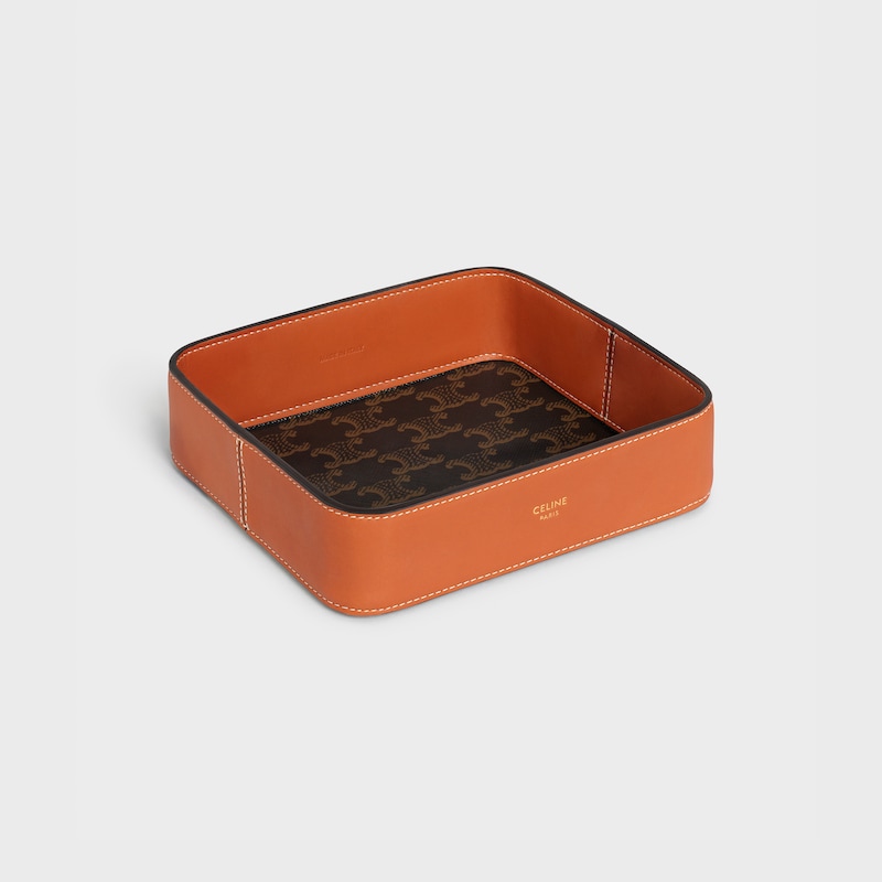 Trinket Bowl in Triomphe Canvas and Calfskin - Tan - SMALL GIFTS - 1 | CELINE