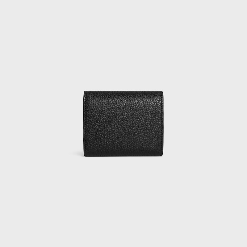 Tri-fold Wallet IN GRAINED CALFSKIN - BLACK - LUCKY DAY SELECTION - 1 | CELINE