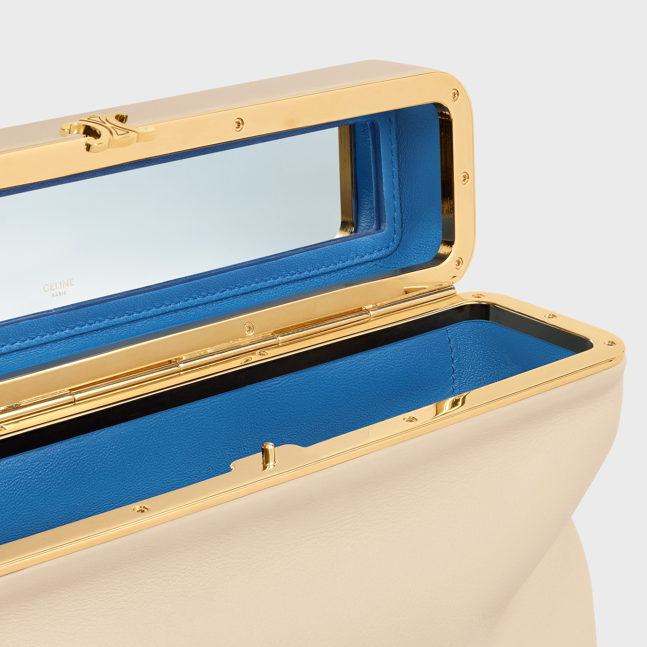 EAST WEST TRIOMPHE FRAME IN SUPPLE CALFSKIN - DEEP IVORY | CELINE