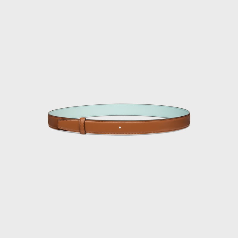 lani&egrave;re de ceinture r&eacute;versible 25MM TAURILLON - GOLDEN TAN / BLEU POUDR&eacute; -  - 1 | CELINE