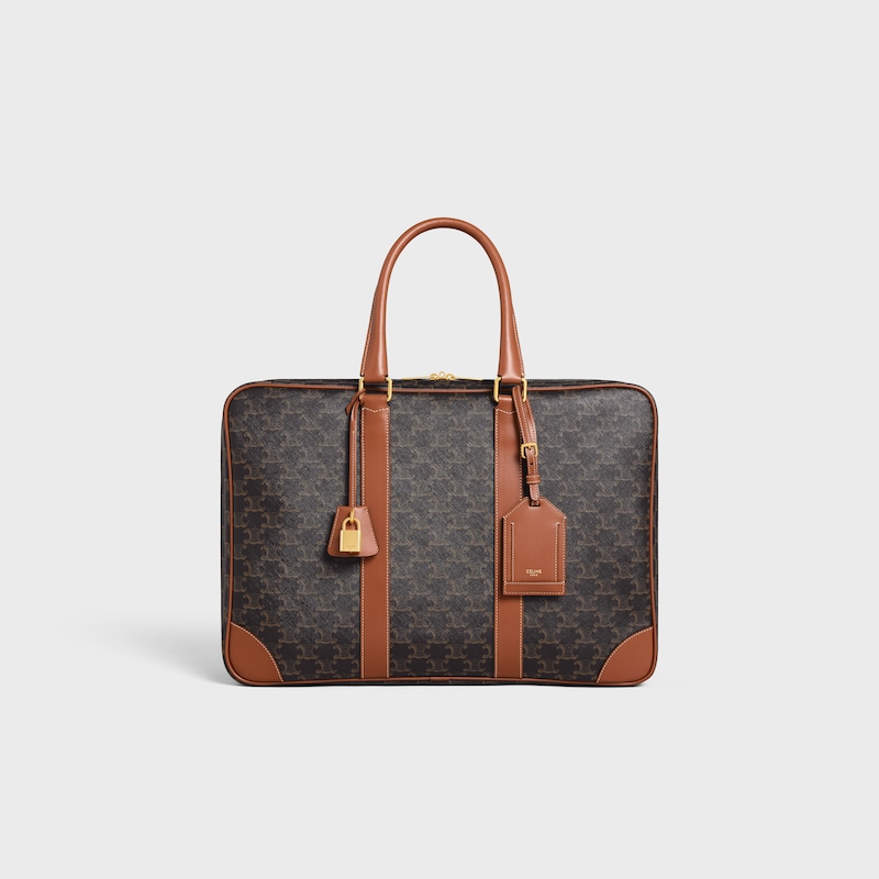 Soft Luggage 45 in Triomphe Canvas and Calfskin - TAN - CELINE MAISON - 1 | CELINE