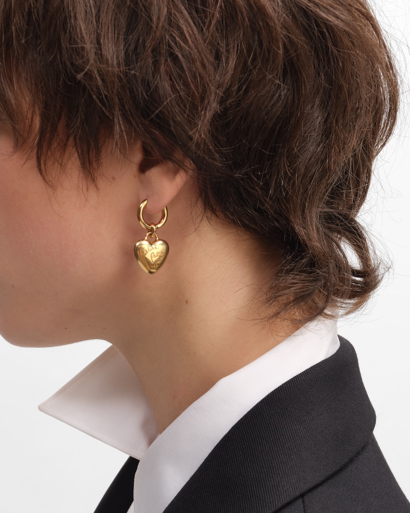 CELINE CHARMS HEART EARRING IN BRASS WITH GOLD FINISH AND ENAMEL - GOLD - EARRINGS - 1 | CELINE