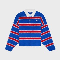 polo sweater IN BRUSHED STRIPED COTTON - BLUE/RED/ECRU -  - 1 | CELINE