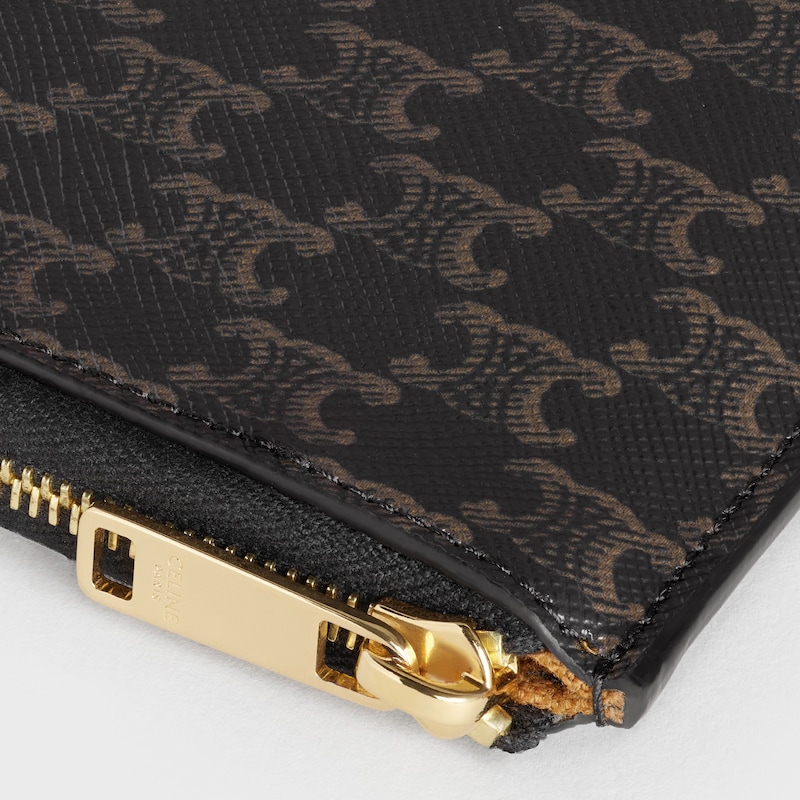 標誌印花拉鍊錢包連卡片套 - 黃褐色 - 零錢卡包 - 1 | CELINE