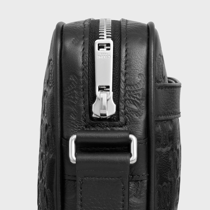 Medium messenger bag IN Calfskin with triomphe embossed - BLACK - CROSS-BODY BAGS - 1 | CELINE