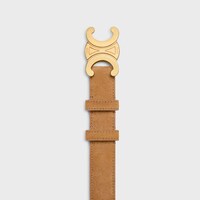 Medium 25MM Triomphe Belt in SUEDE CALFSKIN - TOBACCO -  - 1 | CELINE