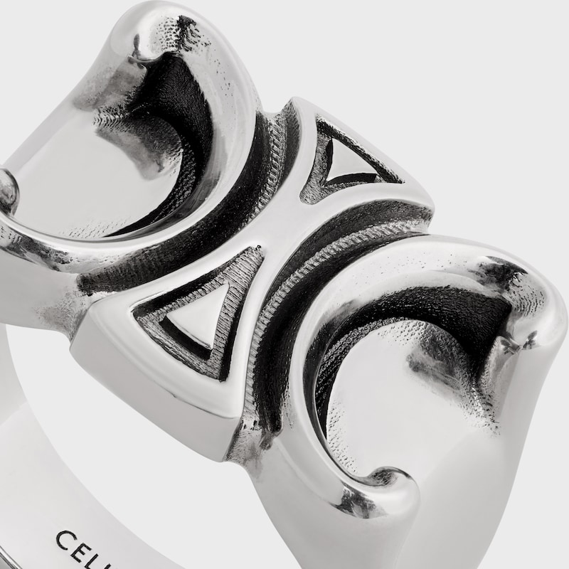 San Onofre Chunky Triomphe Ring in Brass with Rhodium Finish - SILVER -  - 1 | CELINE
