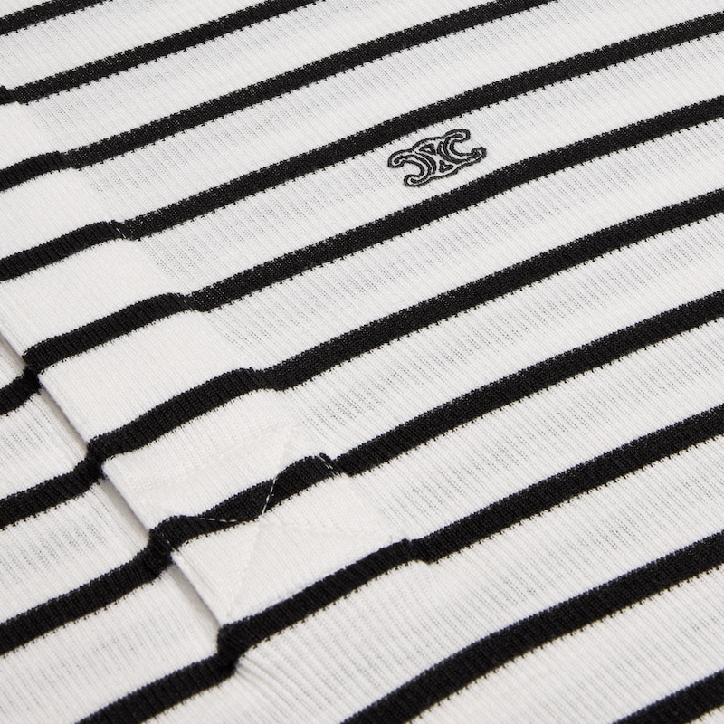 CAMISA ESTILO POLO DE PUNTO DE SEDA A RAYAS - BLANCO CRUDO / NEGRO -  - 1 | CELINE
