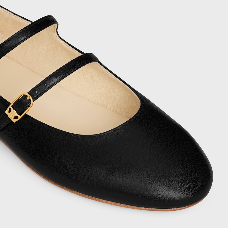 LES BALLERINES CELINE DOUBLE STRAP IN LAMBSKIN - BLACK -  - 1 | CELINE