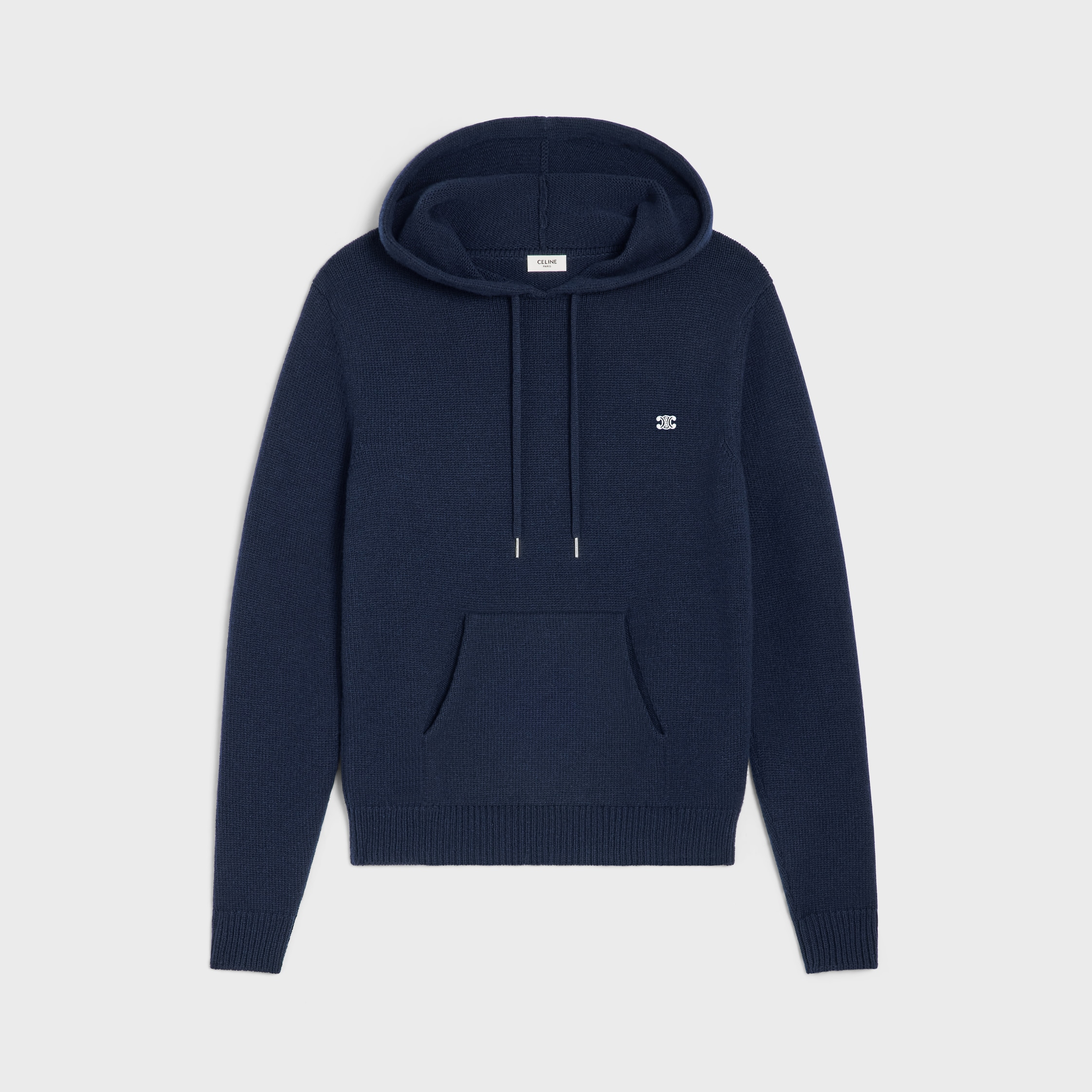 Authentic CELINE HOODED SWEATER IN RIBBED WOOL BLACK XS SIZE