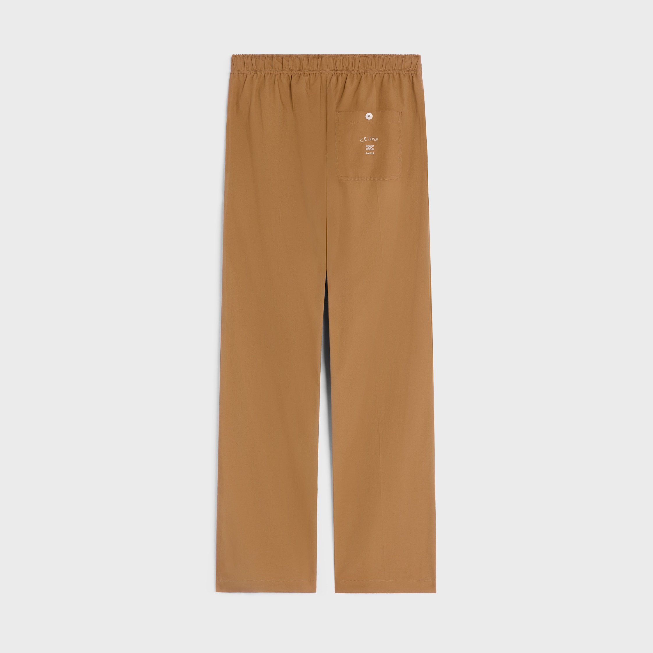 TROUSERS IN COTTON AND LINEN CLOTH - CHESTNUT | CELINE