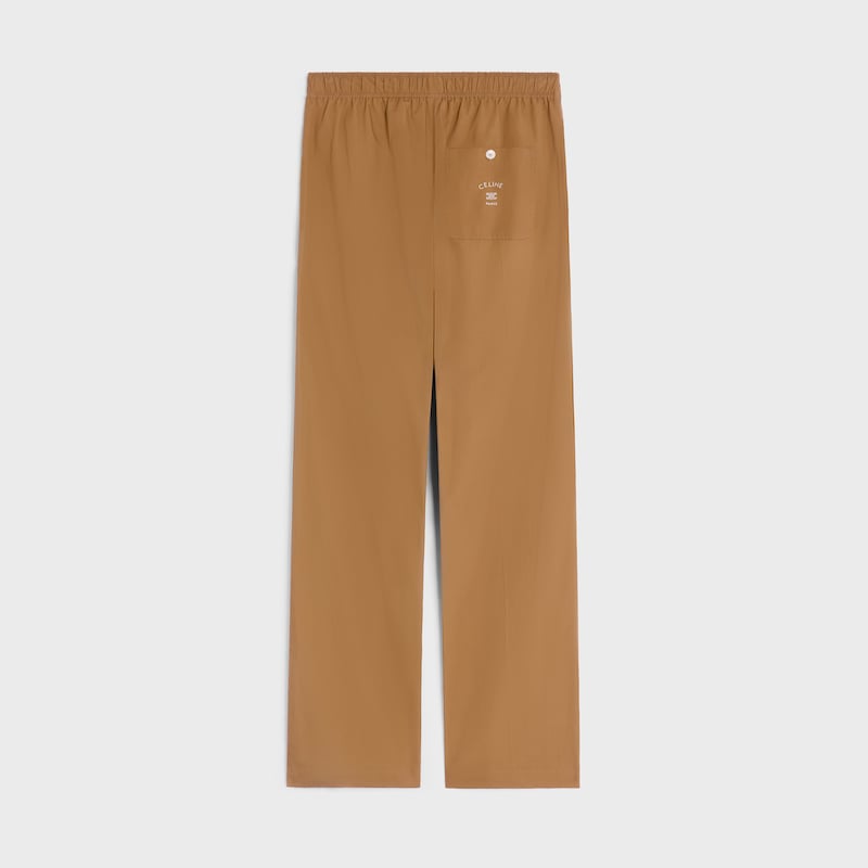 trousers IN COTTON AND LINEN CLOTH - CHESTNUT -  - 1 | CELINE