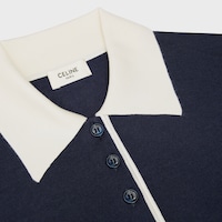 polo sweater IN fine cashmere silk - NAVY/WHITE -  - 2 | CELINE