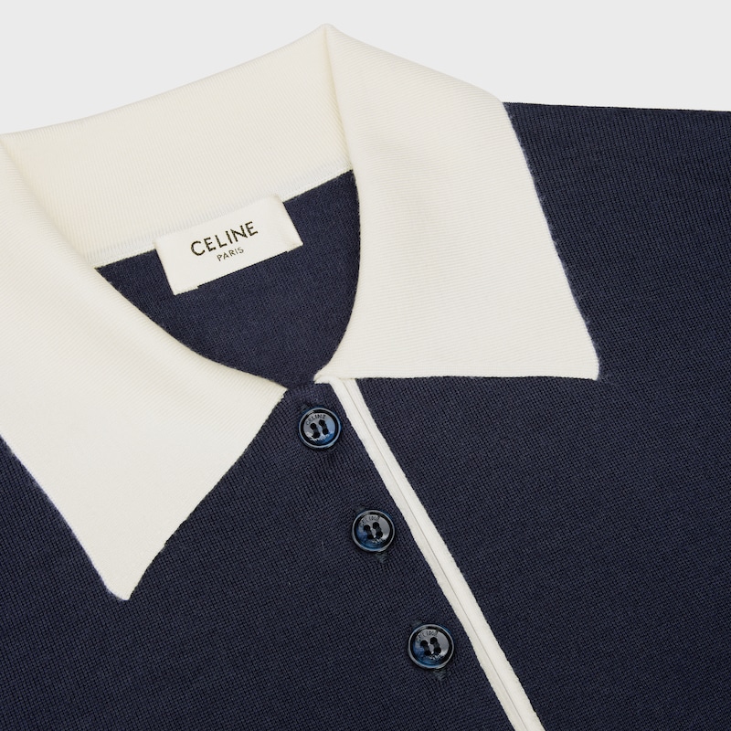 polo cachemire coton fin - NAVY/WHITE -  - 1 | CELINE