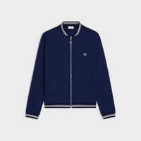 Triomphe雙面平紋針織拉鍊棒球外套 - 夜藍色 / 亞麻色 / 米白色 -  - 1 | CELINE