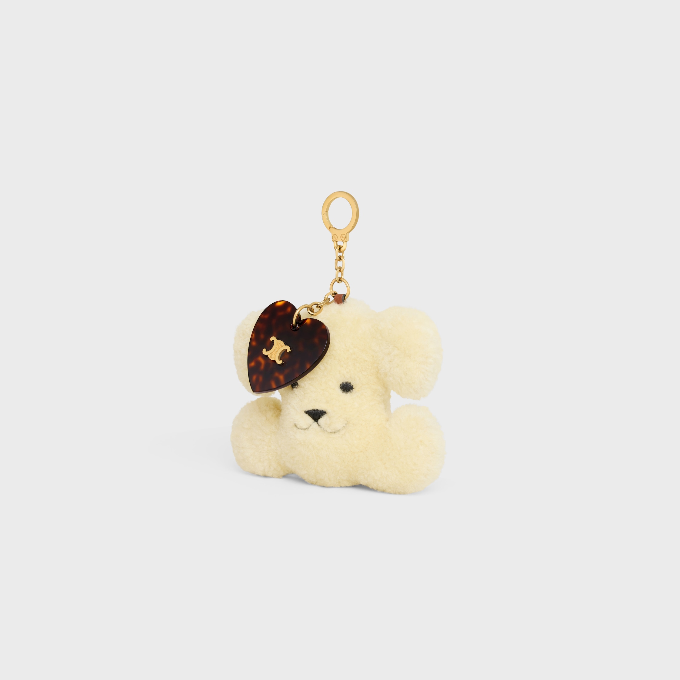 TRIOMPHE pom-pom keyring with heart in SHEARLING AND ACETATE with