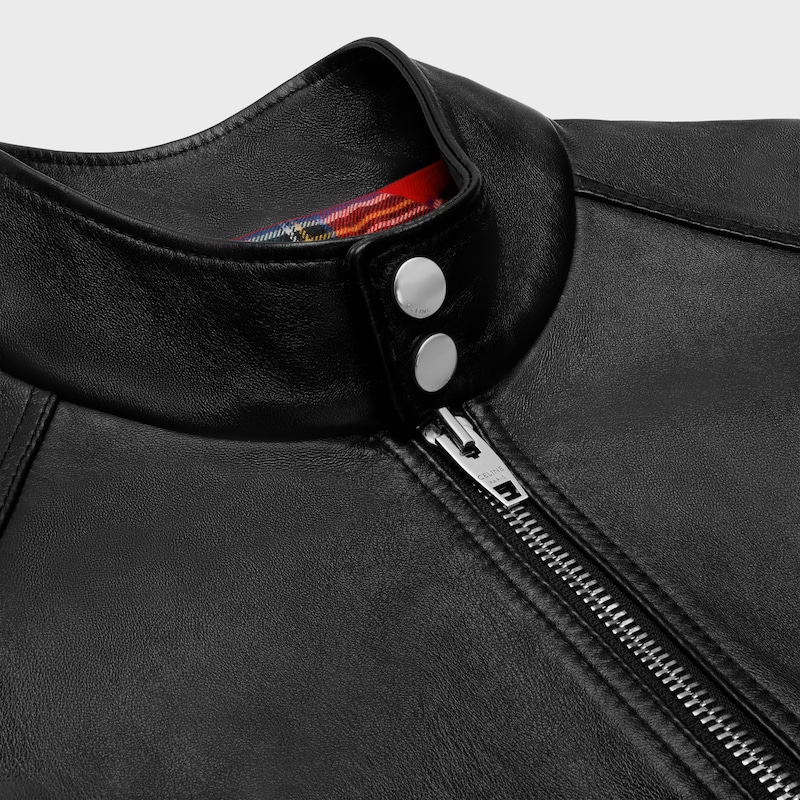 CAZADORA CON CREMALLERA DE PIEL DE CORDERO SUAVE - NEGRO -  - 1 | CELINE
