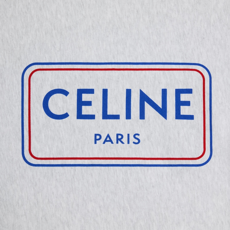 棉質抓絨寬鬆衛衣 - 淡灰色/紅色/藍色 -  - 1 | CELINE