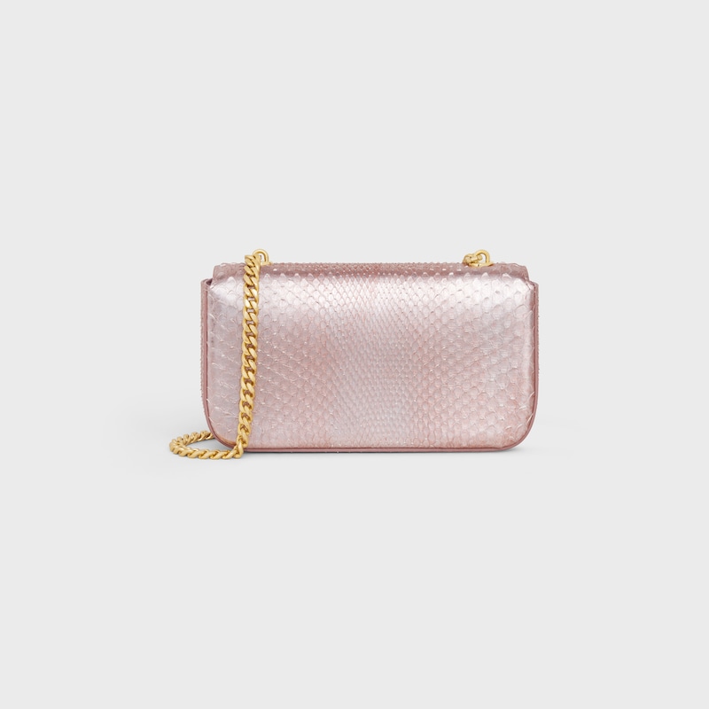 珠光蛇皮CLAUDE飾鍊肩揹袋 - 冰玫瑰色 - CLAUDE - 1 | CELINE