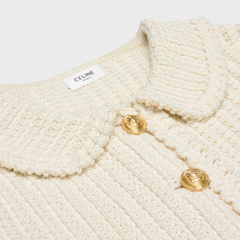 cardigan jacket in cotton - OFF WHITE -  - 1 | CELINE