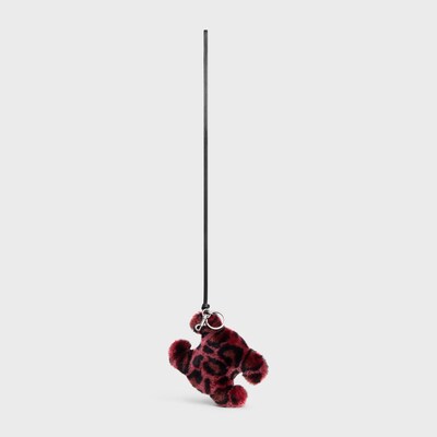 TRIOMPHE POM-POM KEYRING in SHEARLING AND CALFSKIN - RED - TECH ACCESSORIES - 2 | CELINE