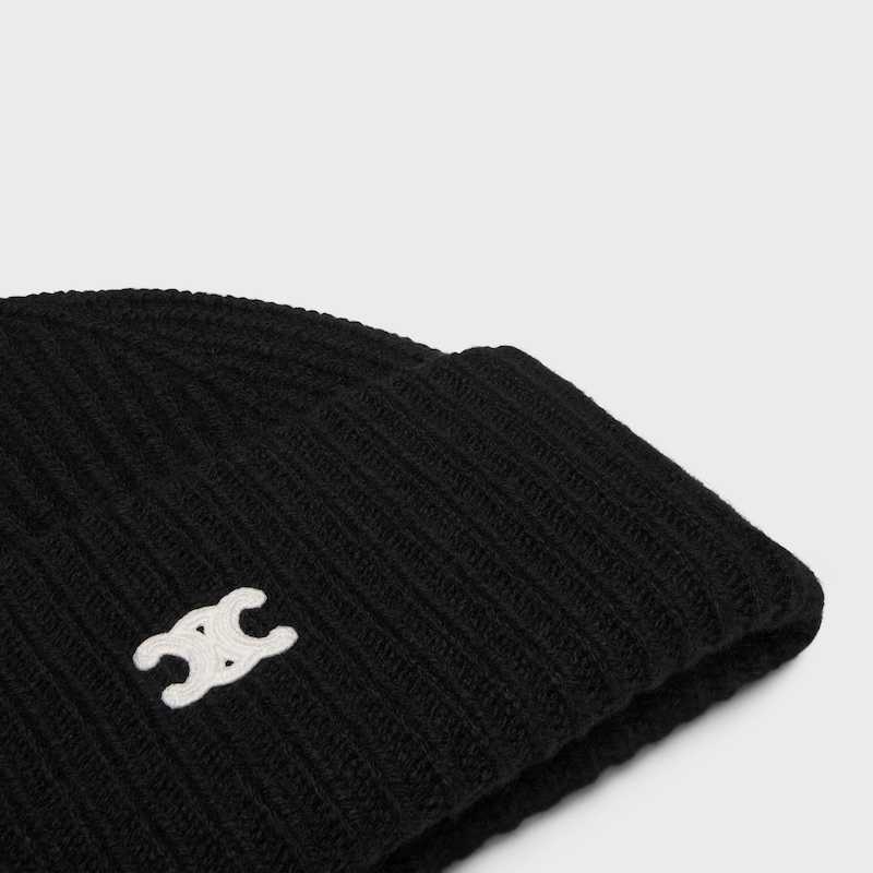 triomphe beanie IN SEAMLESS CASHMERE - BLACK -  - 1 | CELINE