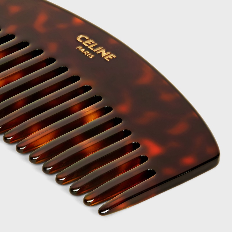 Curved hair comb with case in Triomphe Canvas - BLACK / TAN - THE PERFECT GIFT - 1 | CELINE