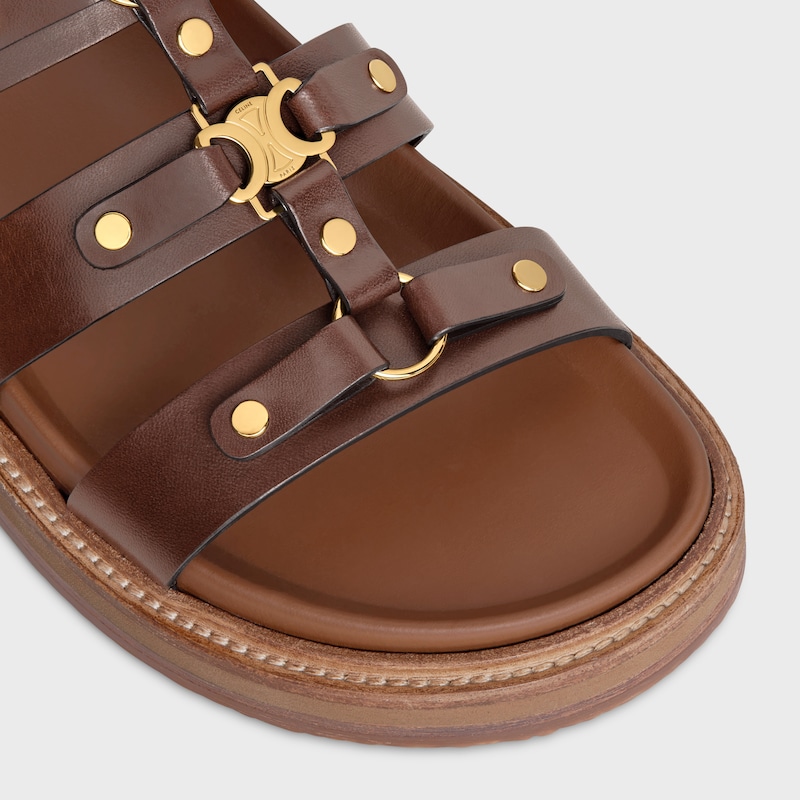 CELINE - TIPPI SLIDE in CALFSKIN - VEGETAL TANNING - DARK BROWN -  - 1 | CELINE