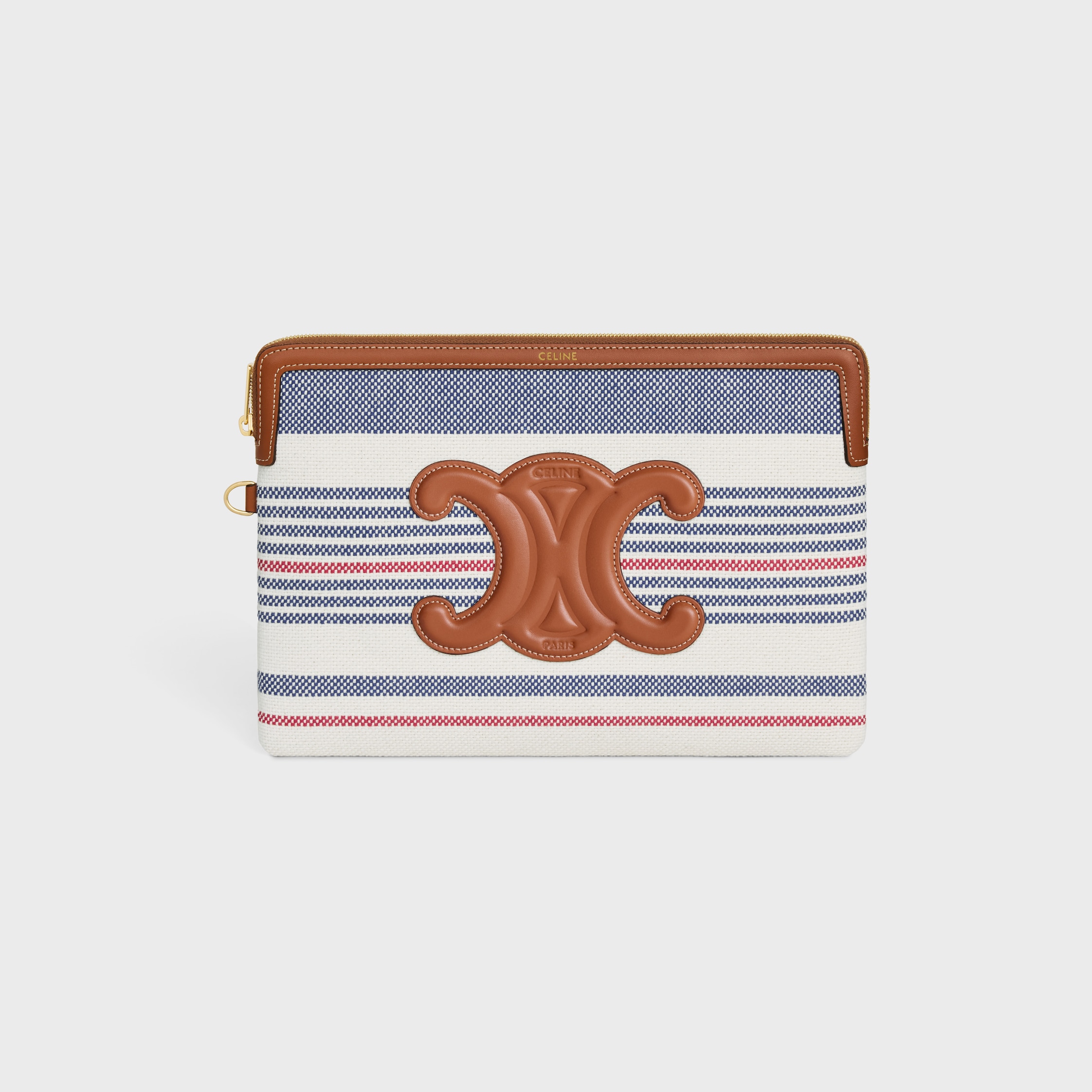 ポーチ Celine Triomphe Leather Pouch POUCH WITH STRAP IN CALFSKIN WITH TRIOMPHE EMBOSSED - | CELINE