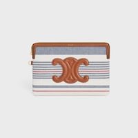 條紋織物及牛皮革連帶小號收納袋 - 拼色 - 手拿包及科技配饰 - 2 | CELINE