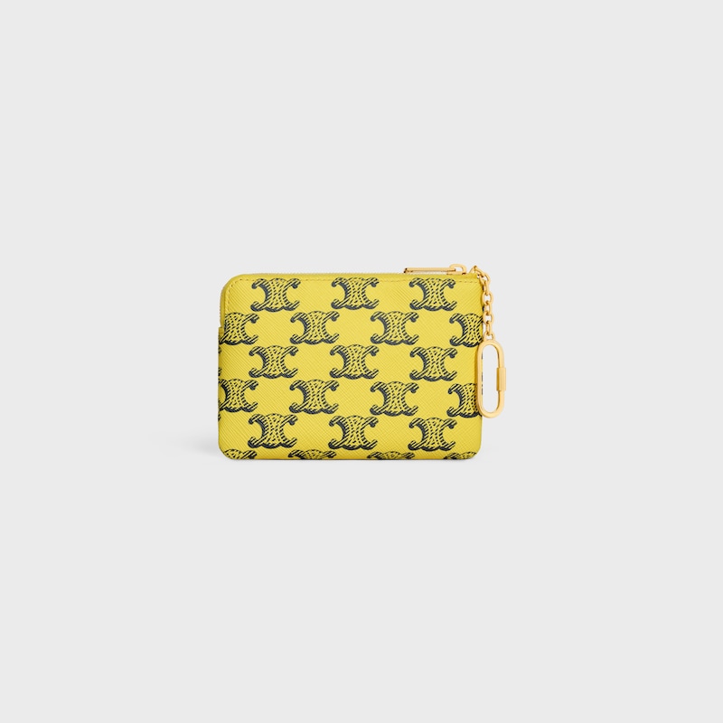 Coin Purse  IN TRIOMPHE CANVAS - YELLOW / NAVY - COIN AND CARD HOLDERS - 1 | CELINE