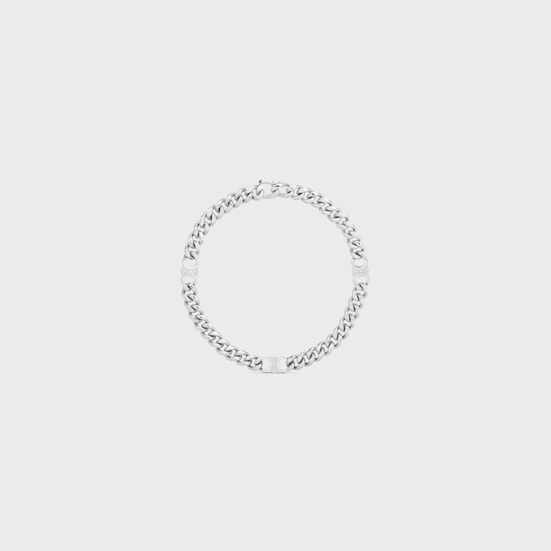 Triomphe Small Gourmette Bracelet em Latão com Acabamento em Ródio - PRATEADO - - 1 | CELINE